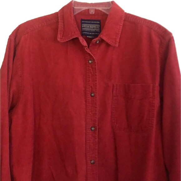 Newton Trading Co Corduroy Shirt Mens Sz L VTG 80s Red Button Front Long Sleeve - Picture 2 of 11